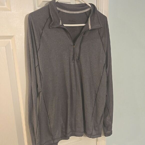 L.L. Bean Gray Quarter-Zip Pullover - Picture 1 of 7